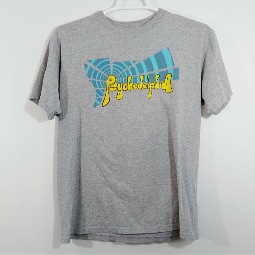 Psychedelphia Progressive Band Shirt Tee Grey Blue Yellow Large Anvil
